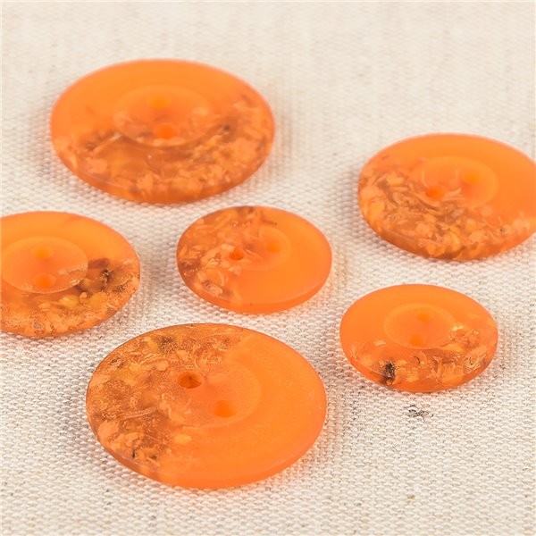 Lot de 6 boutons ronds 2 trous copeaux 19mm Orange - Photo n°1