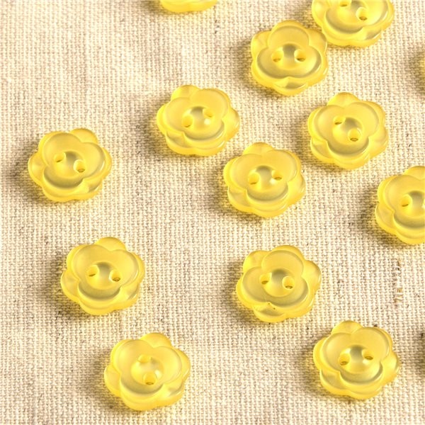 Lot de 6 boutons 2 trous fleur 13mm jaune - Photo n°1