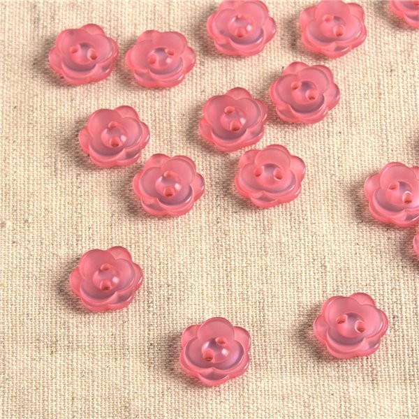 Lot de 6 boutons 2 trous fleur 13mm Fuchsia - Photo n°1