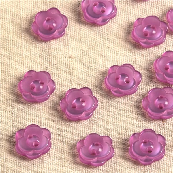 Lot de 6 boutons 2 trous fleur 13mm lilas - Photo n°1
