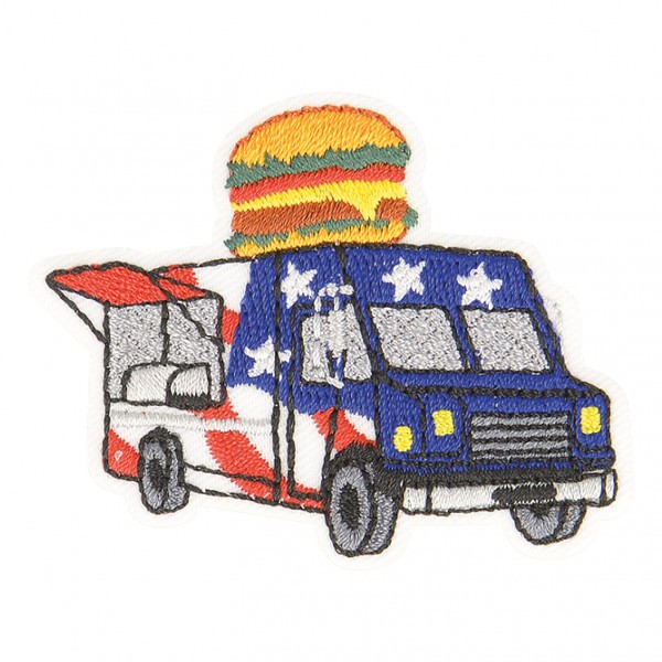 Lot de 3 écussons thermocollants food truck hamburger 4,5cm x 4cm - Photo n°1