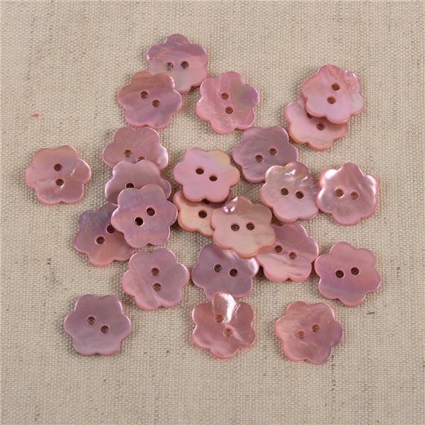 Lot de 6 boutons Fleur en Nacre couleur Rose - Photo n°1