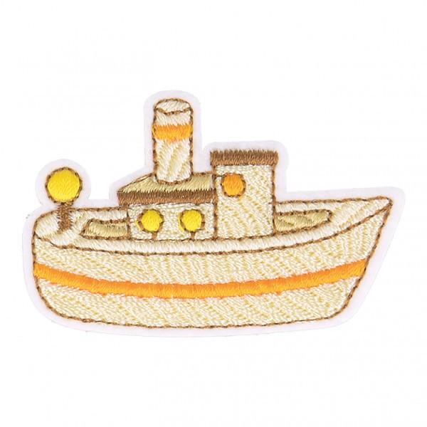 Ecusson thermocollant jouet en bois bateau 4,5cm x 3cm - Photo n°1