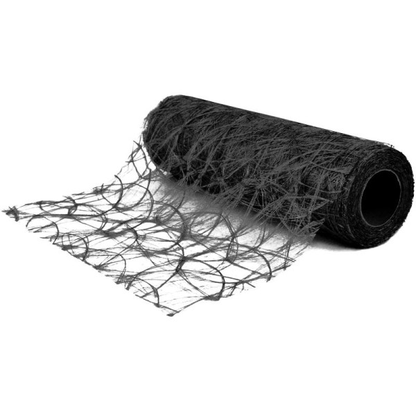 Chemin de table soie de fibre 30 cm noir rouleau 5 m - Photo n°1