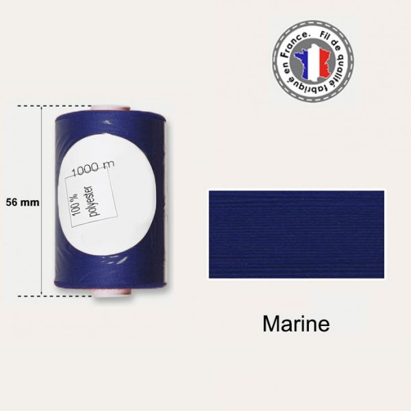 Bobine de fil bleu marine polyester 1000m made in France - Photo n°1