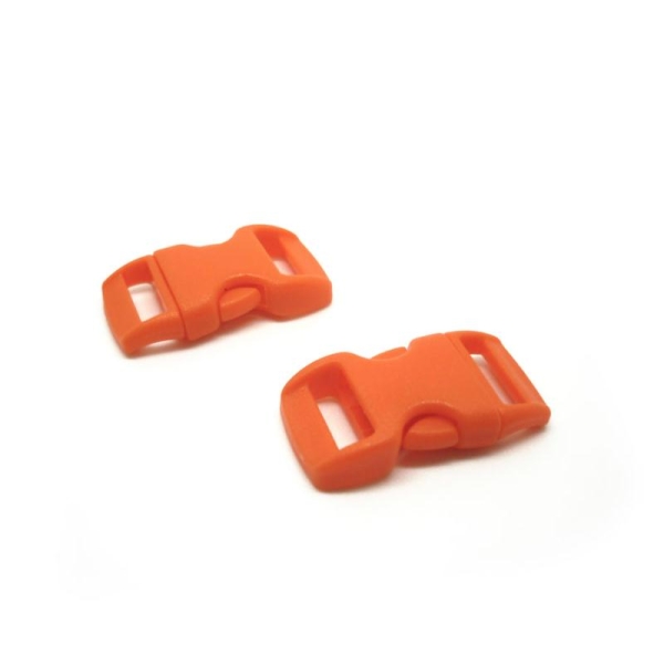 X2 Boucle attache rapide fermoir clip pour sangle 10 mm ou paracorde orange acidulé 29 x 15 mm - Photo n°1