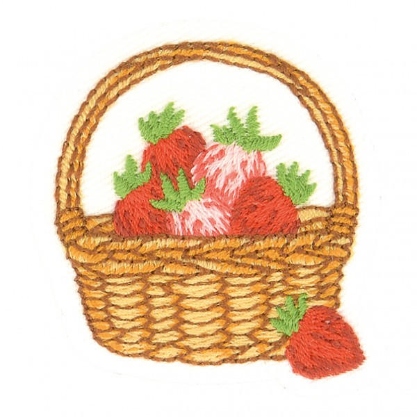 Ecusson thermocollant la ferme panier fraises 4,5cm x 4cm - Photo n°1