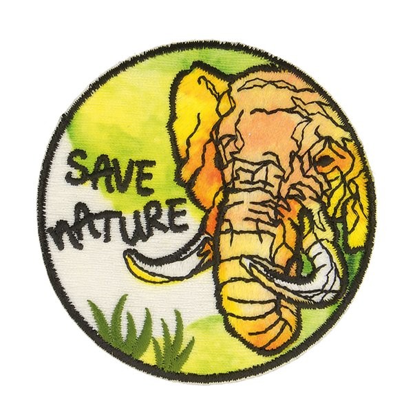 Ecusson thermocollant sauvez la nature éléphant 5.5x5.5cm - Photo n°1