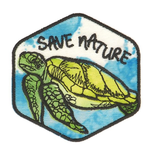 Lot de 3 écussons thermocollants sauvez la nature tortue 5.5x5.5cm - Photo n°1