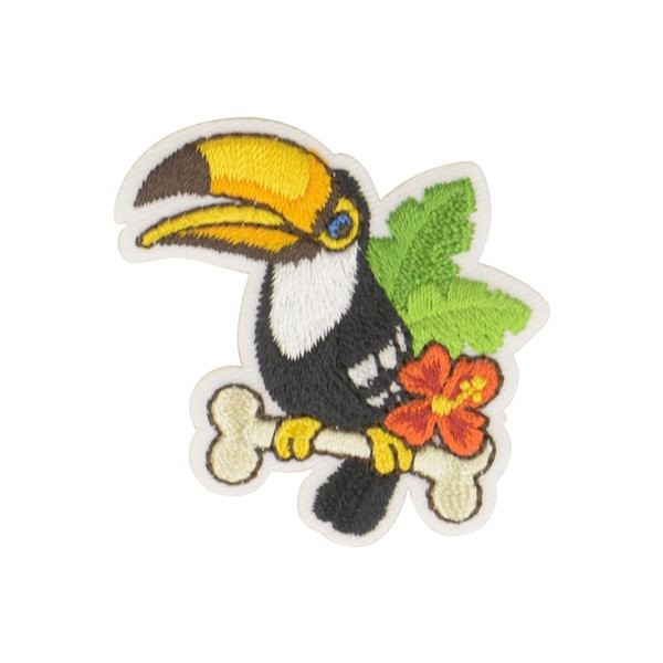 Lot de 3 écussons thermocollants oiseau tropical toucan 4x4cm - Photo n°1