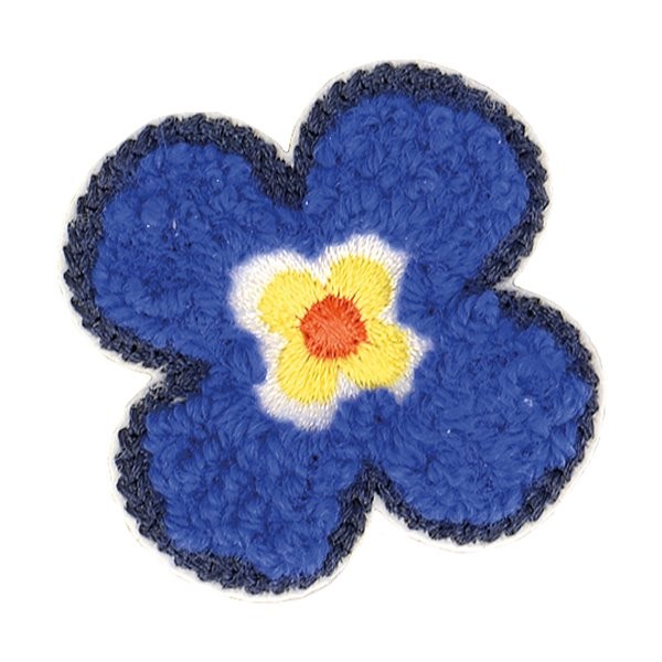 Lot de 3 écussons thermocollants fleur bleue 4x4cm - Photo n°1