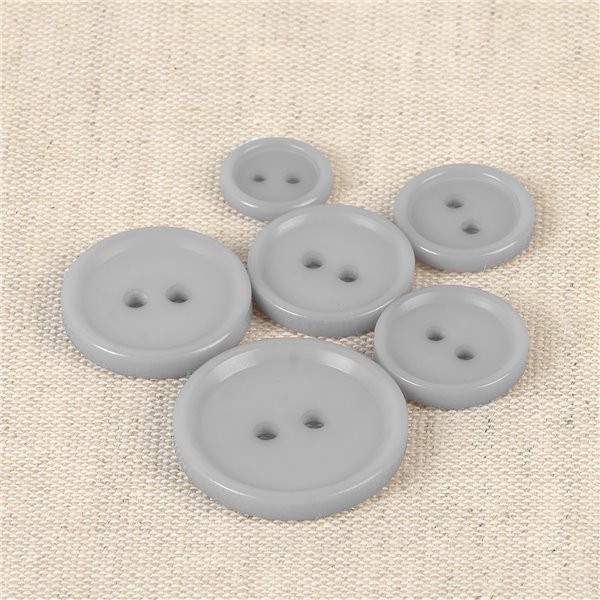 Lot de 6  boutons ronds 2 trous classique gris - Photo n°1