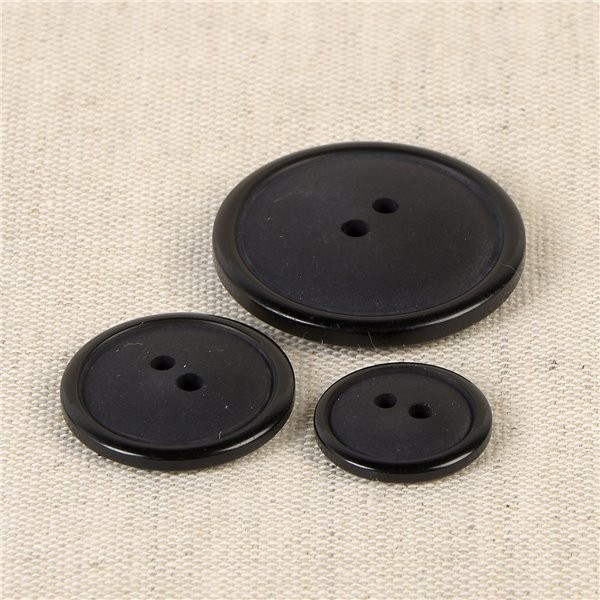 Lot de 6  boutons ronds 2 trous classique noir - Photo n°1