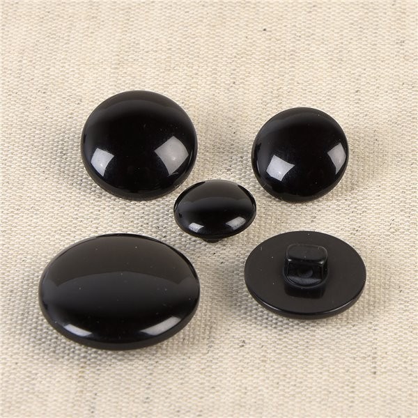 Lot de 6  boutons ronds à queue classique noir - Photo n°1