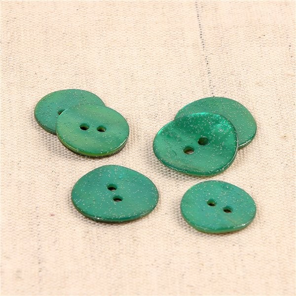 Lot de 6 boutons nacre paillettes vert normandie - Photo n°1