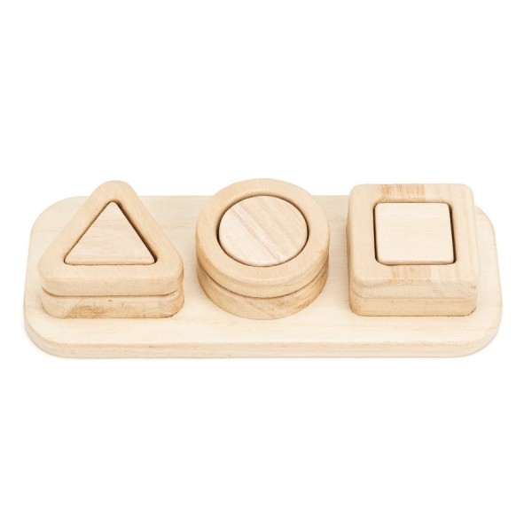 Puzzle 3D trois formes en bois - Photo n°3