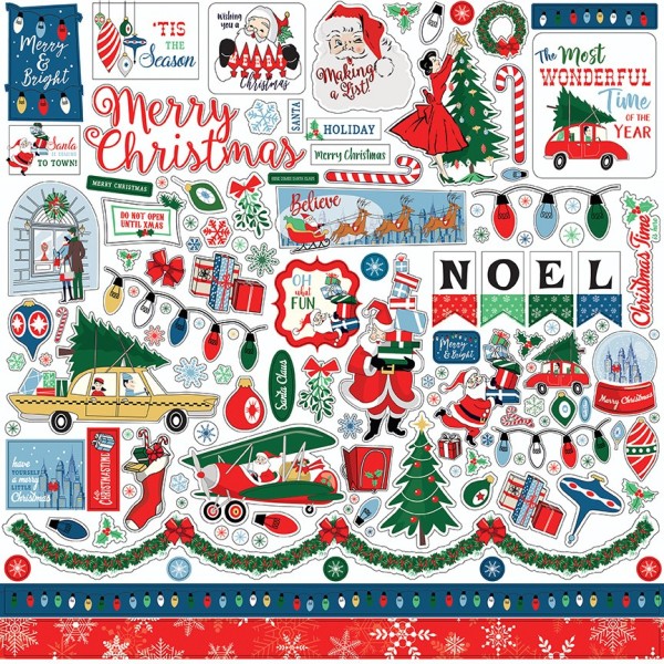 Feuille de stickers 30cm x 30cm Merry Christmas Carta bella - Photo n°1