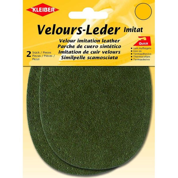Patch thermocollant en velours, ovale - Olive - Photo n°1