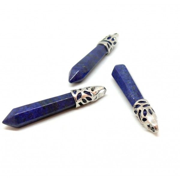 BU11130527181052 PAX 1 pendentif grand pendule Lapis lazuli, Yoga Healing  62mm, métal coloris Argen - Photo n°1