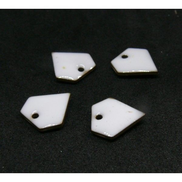 AE100 PAX 2 pendentifs sequins émaillés forme Diamant 10 mm base doré coloris Blanc - Photo n°1