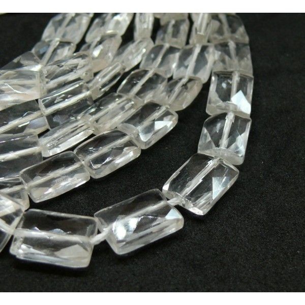 Lot de 4 perles forme Rectangle à facettes  10 par 15 mm CRISTAL de ROCHE GRADE A - Photo n°1