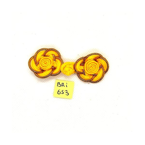 1 Bouton brandebourg en passementerie - fleur jaune et doré - 5,5cm - BRI653 - Photo n°1