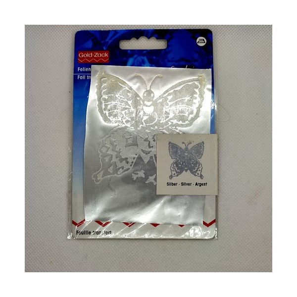 1 Feuille transfert papillon - argent - 70x80mm - Photo n°1