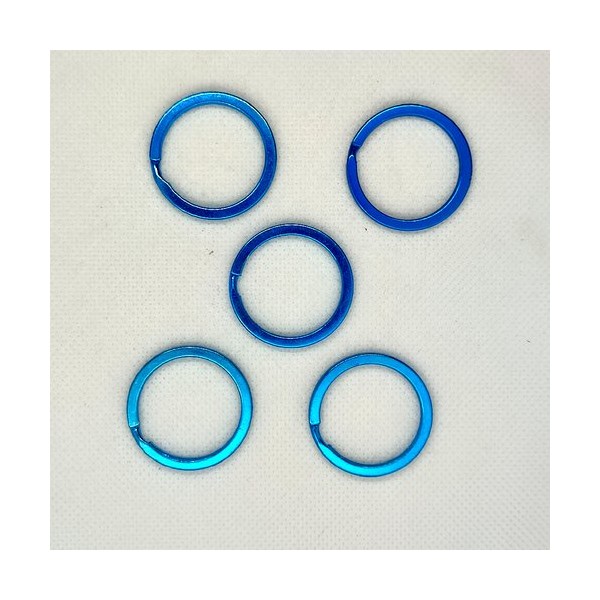 5 Anneaux métal bleu turquoise pour porte clefs - 30mm - Photo n°1