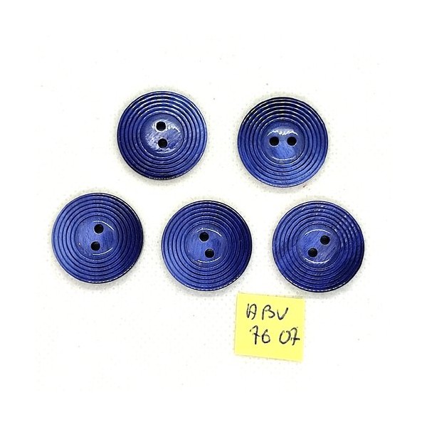 5 Boutons en résine gris / bleu - 22mm - ABV7607 - Photo n°1