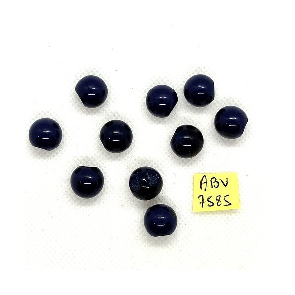 10 Boutons en résine bleu foncé (boule) - 12mm - ABV7585 - Photo n°1