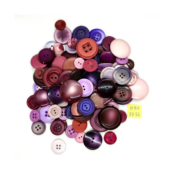 1 Lot de 81 boutons en résine ton mauve / violet - taille diverse - ABV7753 - Photo n°1