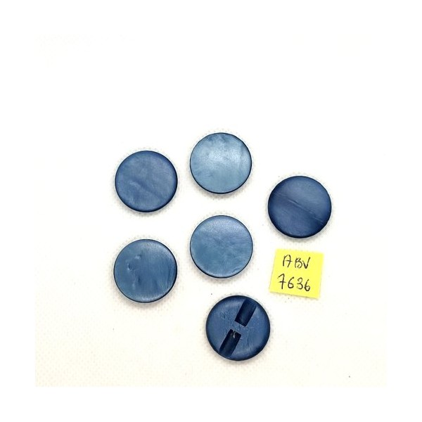 6 Boutons en résine bleu - 22mm - ABV7636 - Photo n°1