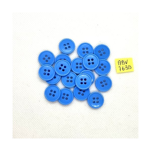 19 Boutons en résine bleu - 15mm - ABV7639 - Photo n°1