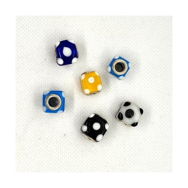 6 Perles en verre - couleur aléatoire - entre 12mm et 13mm - Photo n°1