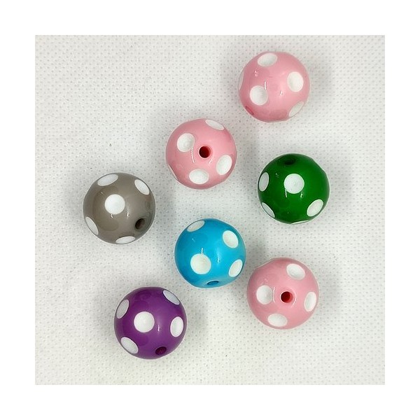 7 Perles en résine multicolore - 19mm - Photo n°1