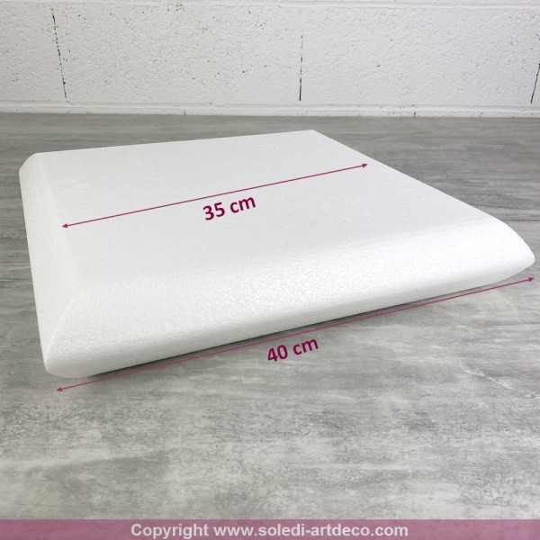 Socle Coussin en polystyrène blanc, Largeur 40 cm x Epais. 7 cm, 28 kg/ m3, dummy pour centre de tab - Photo n°2