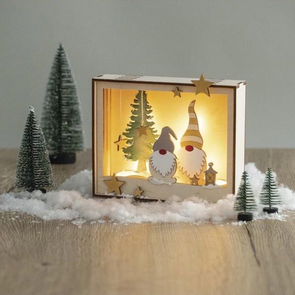 Kit Cadre 3D en bois - Lutins de Noël - 15,5 x 12,5 x 3,8 cm - Photo n°2