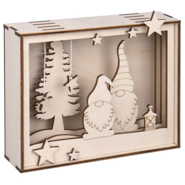 Kit Cadre 3D en bois - Lutins de Noël - 15,5 x 12,5 x 3,8 cm - Photo n°3