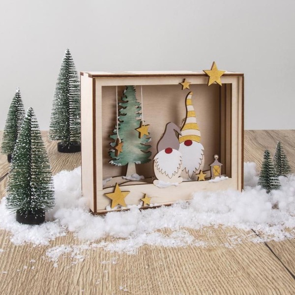 Kit Cadre 3D en bois - Lutins de Noël - 15,5 x 12,5 x 3,8 cm - Photo n°5