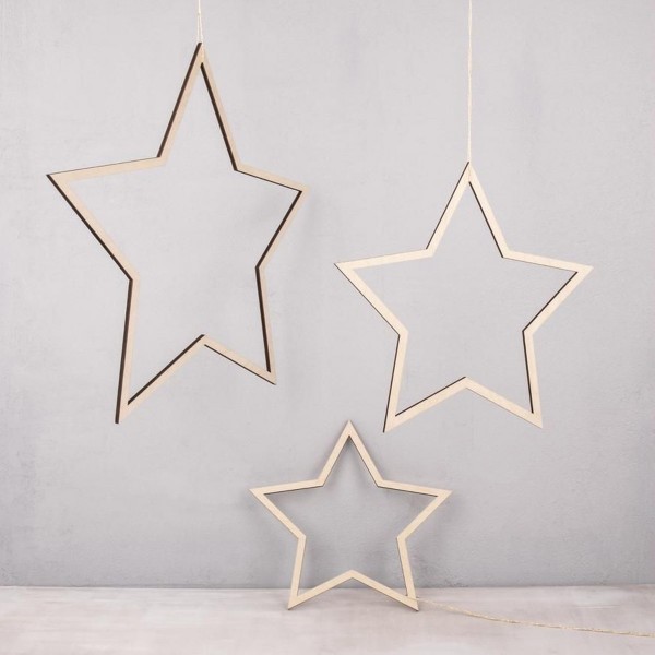 Lot étoiles en bois à décorer - De 22 à 42,5 cm - 6 pcs - Photo n°3