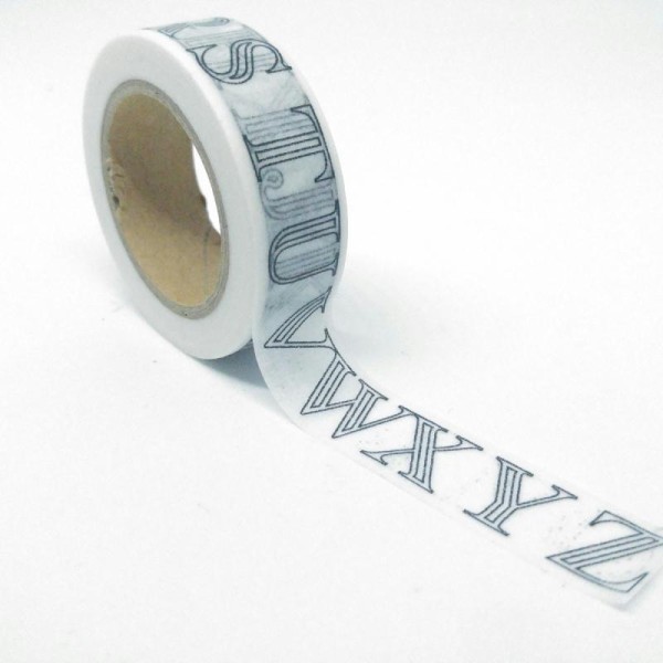 Washi tape à colorier alphabet contours de lettres 10mx15mm noir et blanc - Photo n°1