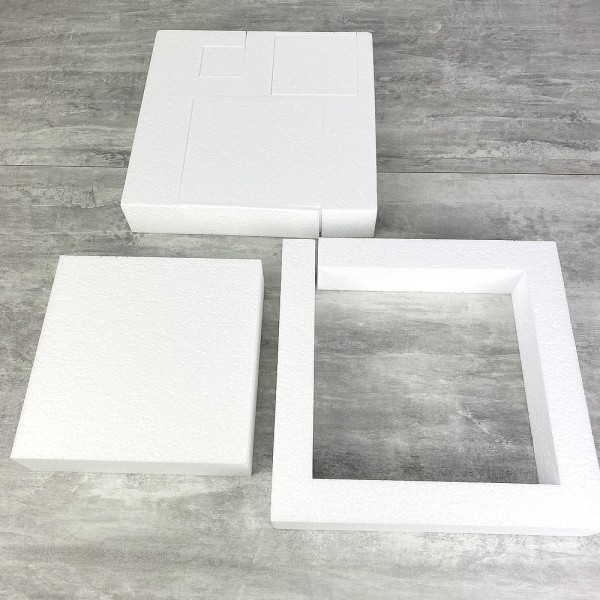 Petite pièce montée carré, Haut. 20 cm en polystyrène, Base Ø 20cm à 5cm, 4 disques de 5cm de Haut, - Photo n°4