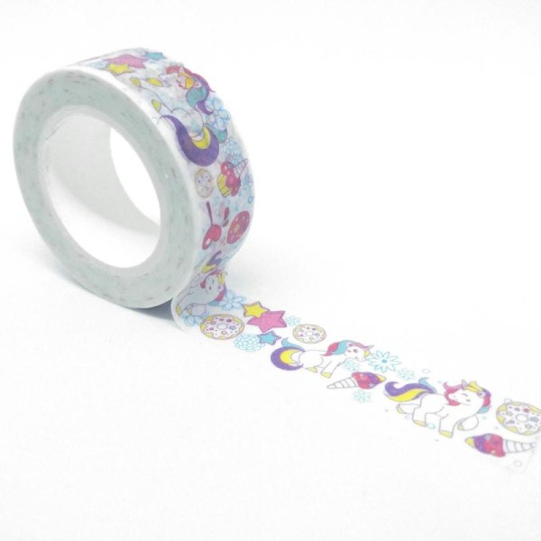 Washi tape licornes et gourmandises 10mx15mm multicolore - Photo n°1