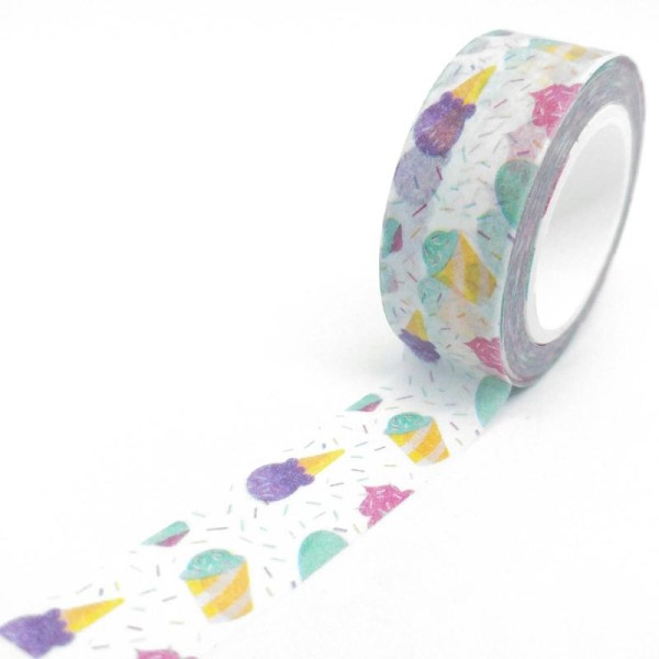 Washi tape glace et confettis10mx15mm multicolore - Photo n°1