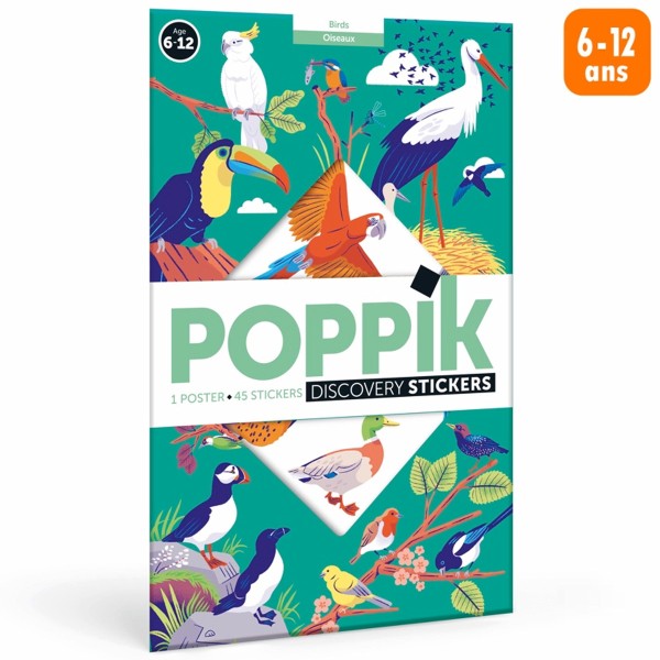 Kit gommettes Poppik - Oiseaux - 1 poster à compléter - Photo n°1
