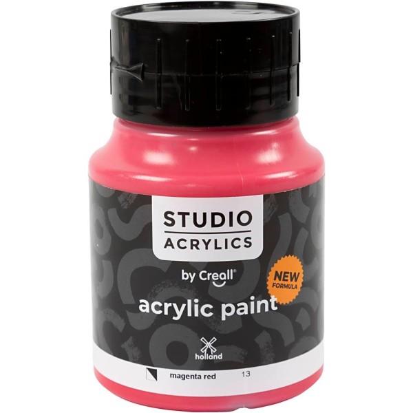 Peinture acrylique Creall Studio, magenta red (13), semi opaque, 500 ml/ 1 flacon - Photo n°1