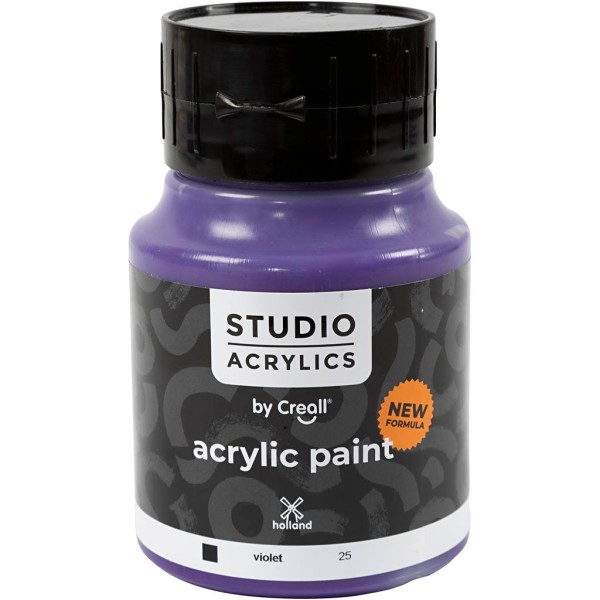 Peinture acrylique Creall Studio, violet (25), opaque, 500 ml/ 1 flacon - Photo n°1