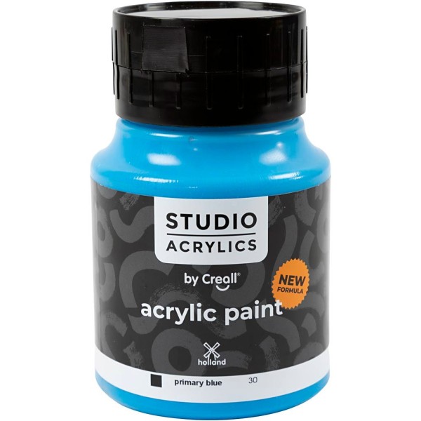 Peinture acrylique Creall Studio, primary blue (30), opaque, 500 ml/ 1 flacon - Photo n°1