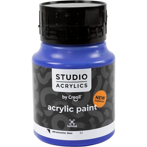 Peinture acrylique Creall Studio, ultramarine blue (42), semi opaque, 500 ml/ 1 flacon - Photo n°1