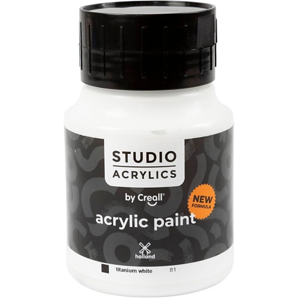 Peinture acrylique Creall Studio, white (81), opaque, 500 ml/ 1 flacon - Photo n°1